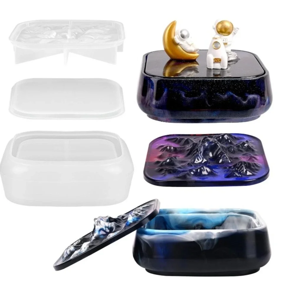 Resin Molds Unisex OS White Silicone Mountain Lid DIY Storage Box